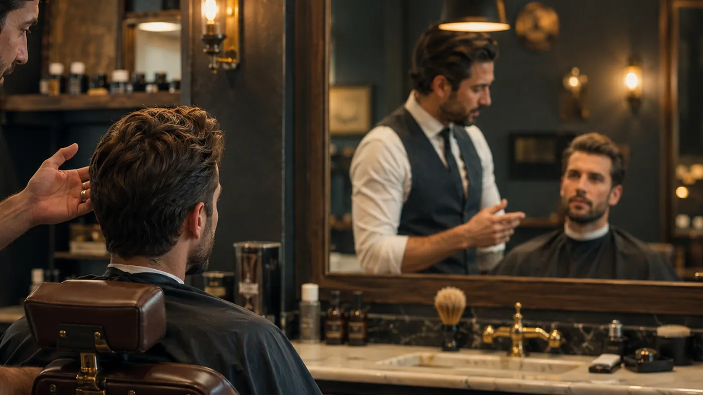 Profil de coupe homme et volumes travaillés dans un barbershop bordelais