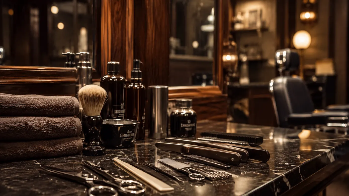 Ciseaux, peignes et produits pour entretenir une coupe homme