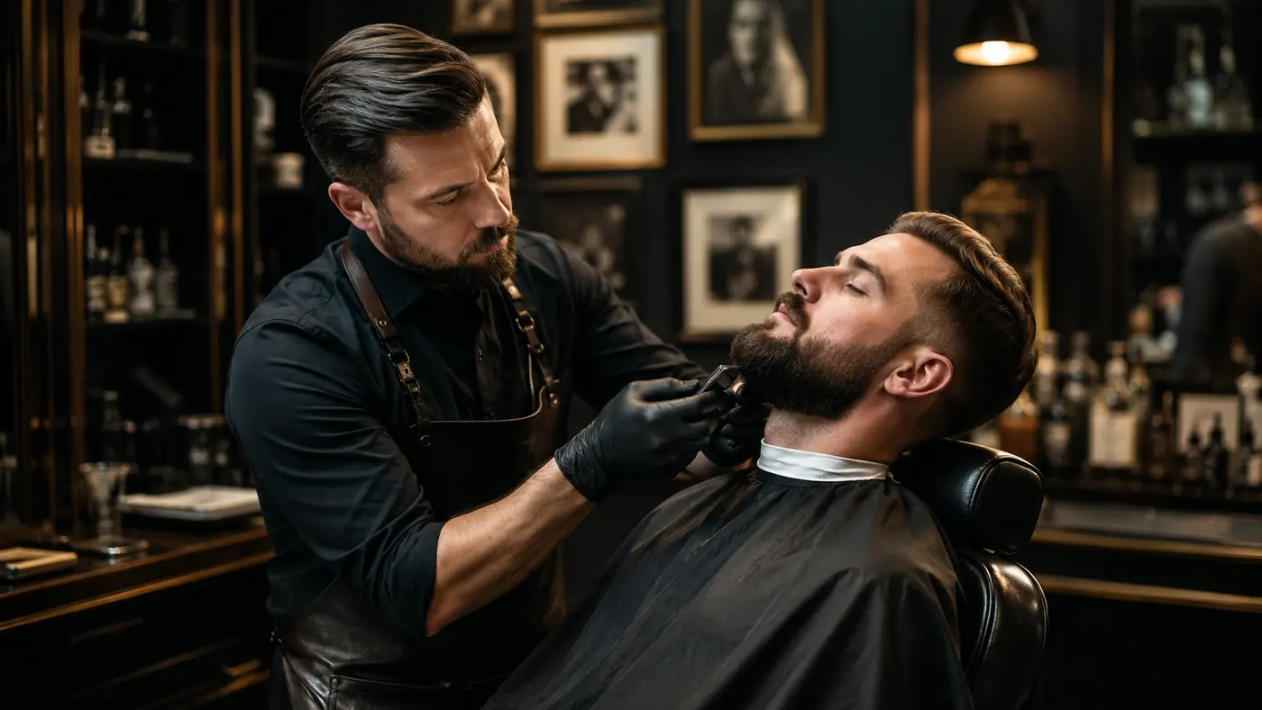 Taille de barbe réalisée par un barbier à Bordeaux